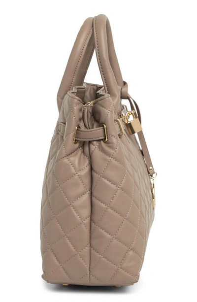 Shop Badgley Mischka Large Diamond Quilted Tote Bag In Taupe