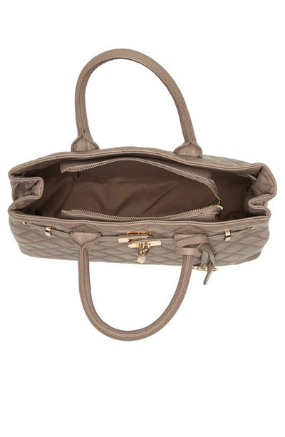 Badgley Mischka Large Diamond Quilted Tote Bag In Taupe