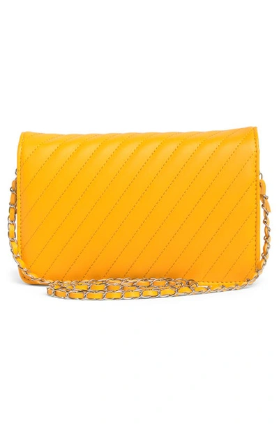 Shop Badgley Mischka Large Quilted Crossbody Bag In Yellow