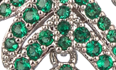 Eye Candy Los Angeles Feather Cz Drop Earrings In Green