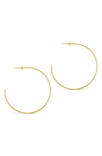 Sterling Forever 14k Rose Gold Vermeil Hammered 2.25" Hoop Earrings In Gold