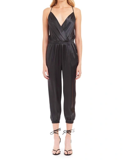 Shop Amanda Uprichard Leah Silk Jumpsuit In Black