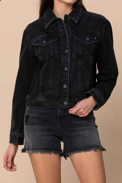Hidden Women's Basic Trucker Denim Jacket In Black In Black