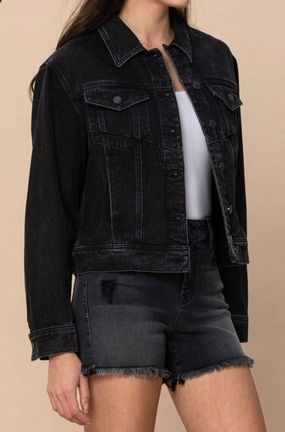 Hidden Women's Basic Trucker Denim Jacket In Black In Black