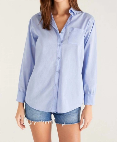 Shop Z Supply Poolside Button Up Shirt In Blue