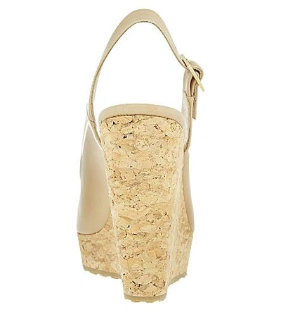 Shop Jimmy Choo Prova 120 Patent-leather Wedge Sandals In Nude