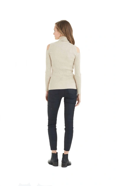 Love Token Sara Cold Shoulder Sweater In Beige