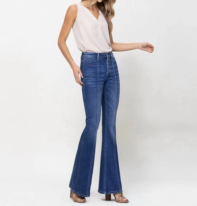 Shop Flying Monkey High Rise Flare With Seamed Front Jean In Blue
