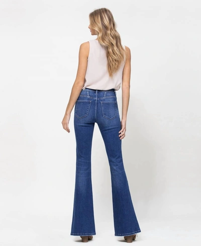 Shop Flying Monkey High Rise Flare With Seamed Front Jean In Blue