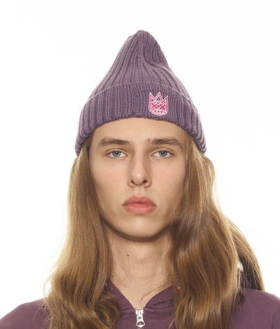 Shop Cult Of Individuality Knit Hat W/ Magenta And White In Purple