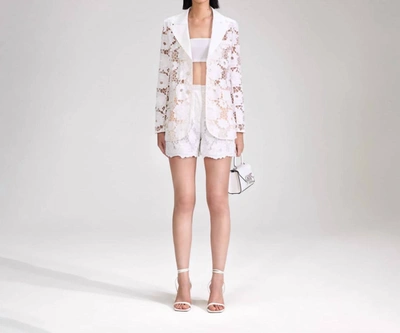 Shop Self-portrait 3d Cotton Lace Shorts In White