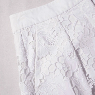 Shop Self-portrait 3d Cotton Lace Shorts In White