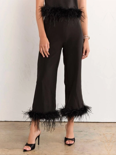 Shop Lena Feather Detail Wide Pant In Black