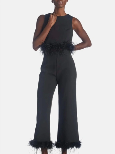 Shop Lena Feather Detail Wide Pant In Black