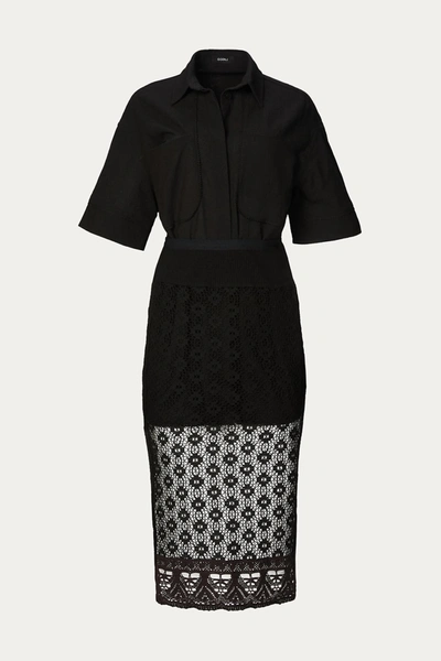 Shop Goen J Shirt And Crochet Lace Skirt Set In Black