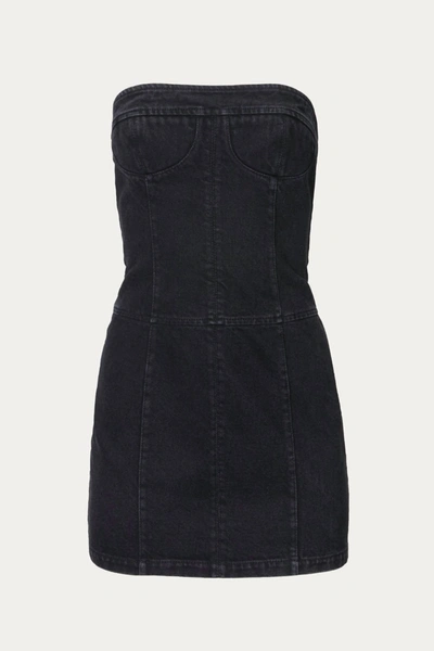 Shop Zeynep Arcay Strapless Mini Denim Dress In Black