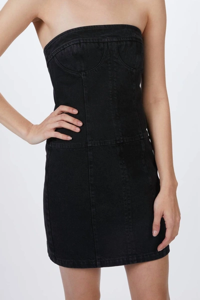 Shop Zeynep Arcay Strapless Mini Denim Dress In Black