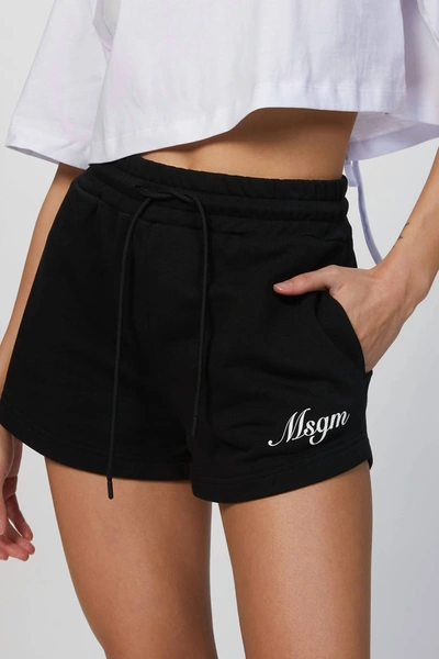 Shop Msgm Logo-print Track Shorts In Black