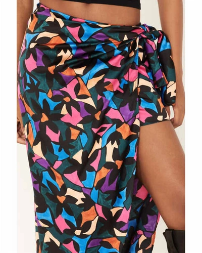 Show Me Your Mumu Wrap Me Up Skirt In Mosaic Magic Luxe Satin In Multi