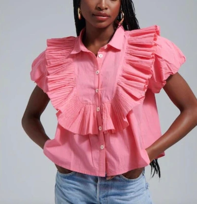 Shop Love The Label Gisele Top In Barbie Pink In Multi