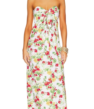 Shop Caroline Constas Women's Kaia Silhouette Strapless Gown Dress In Yellow Red Blanc Floral In Multi
