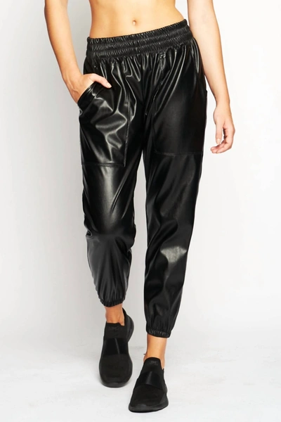 Shop Heroine Sport Downtown Vegan Leather Jogger In Black Leather