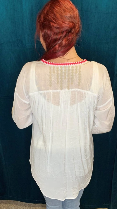 Shop Adore Multi Colored Dragonfly Embroidery Tunic In White
