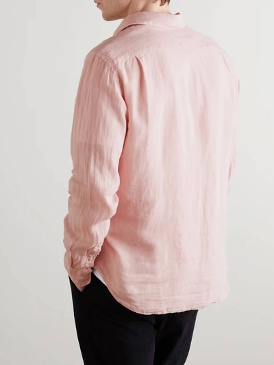Shop Hartford Paul Pat Linen Shirt In Faded Pink In Multi