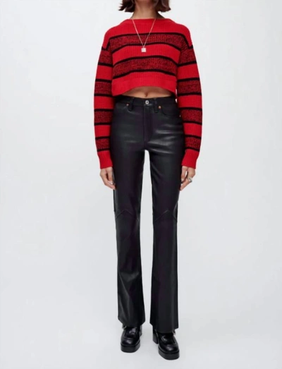 Shop Re/done Crop Pullover In Red & Black Rugby In Multi