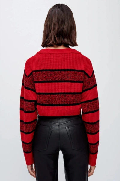 Shop Re/done Crop Pullover In Red & Black Rugby In Multi