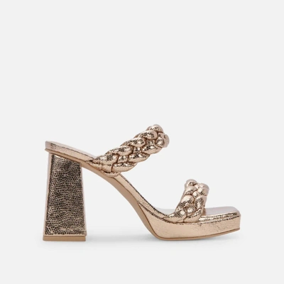 Shop Dolce Vita Ashby Heels Sandal In Crackled Gold In Multi
