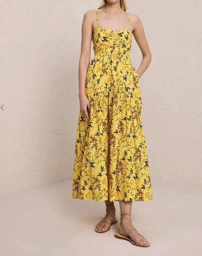 A.l.c Arit Printed Strappy A-line Midi Dress In Yellow