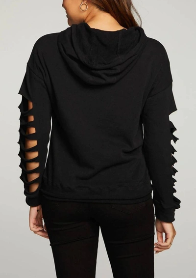 Chaser Cotton Fleece Vented Long Sleeve Pullover Hoodie In True Black