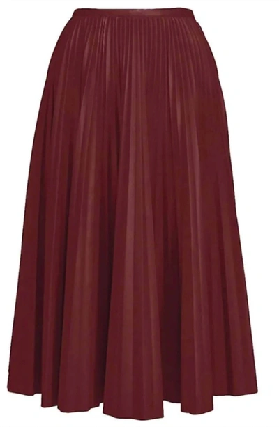 Essentiel Antwerp Faux Leather Plisse Skirt In Oxtail In Multi