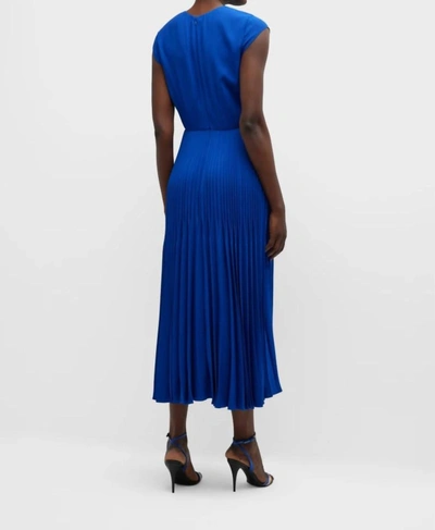 Shop Jason Wu Cap-sleeve Pleated Midi Dress In Klein Blue