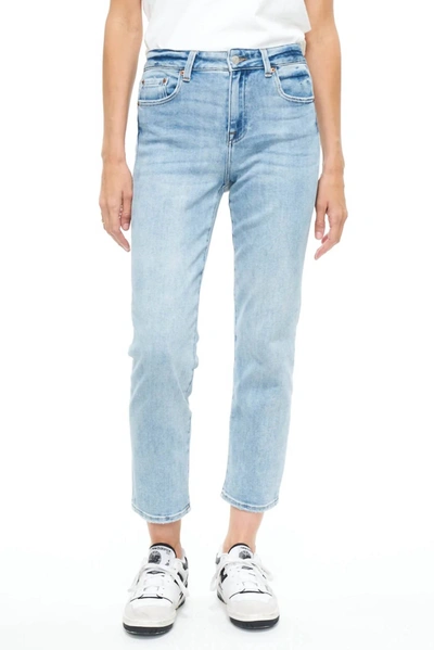 Pistola Kate Distressed Raw Hem Ankle Straight Leg Jeans In Multi