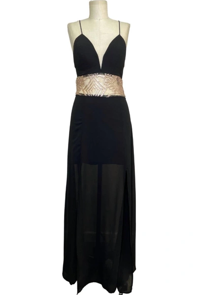 Soieblu The Innocent Maxi Dress In Black/rose In Multi