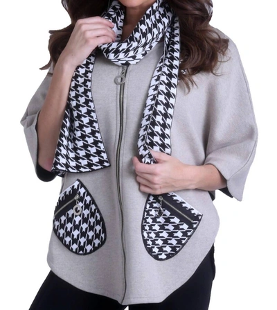 Angel Houndstooth Poncho Sweater In Stone/black In Multi