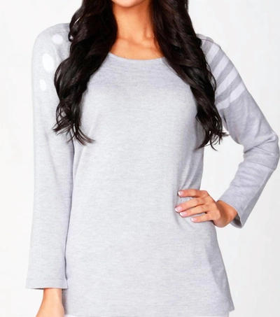 Angel Dot Stripe Scoop Top In Silver/white In Multi