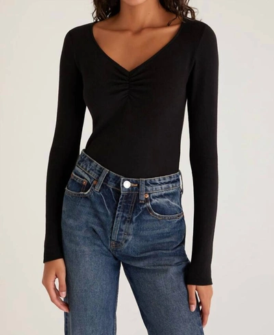 Shop Z Supply Effie Marled Long Sleeve Top In Black