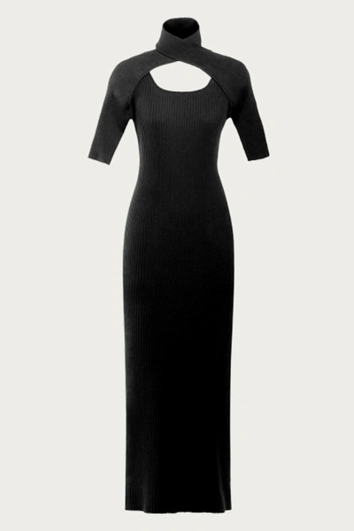 Shop Wynn Hamlyn Loop Layered Knit Dress In Black