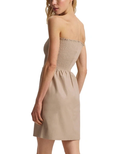 Commando Faux Leather Smocked Tube Top In Sand In Beige