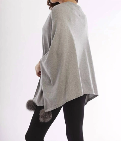 Shop Angel Pom-pom Fox Fur Poncho In Gray In Grey