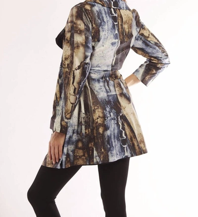 Angel Arctic Belted Collard Rain Jacket In Blue Multi