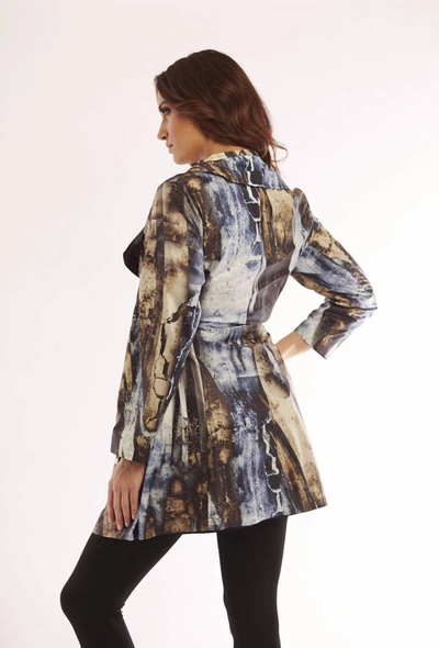 Angel Arctic Belted Collard Rain Jacket In Blue Multi