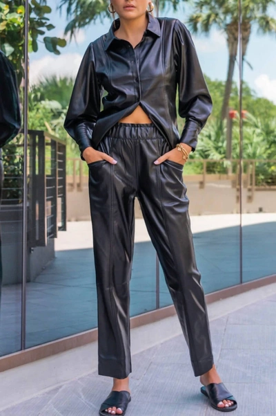 Sundays Harper Pants In Black Vegan Leather In Multi