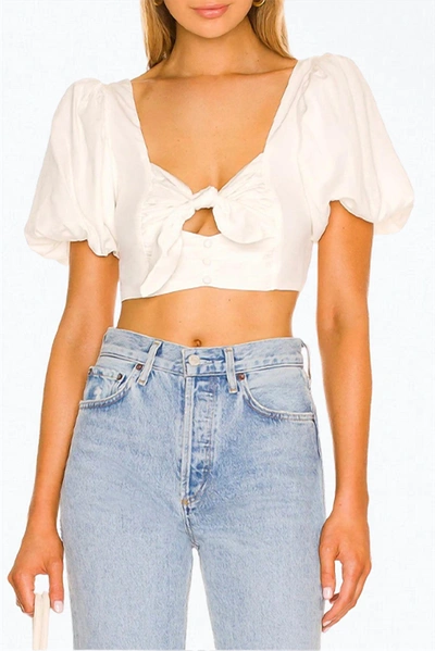 For Love & Lemons Jessie Cutout Cropped Top In White