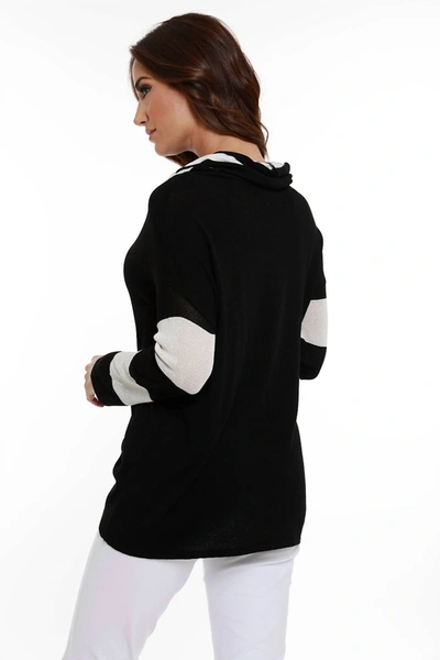 Angel Striped Cowl Neck Sweater In Black Multi