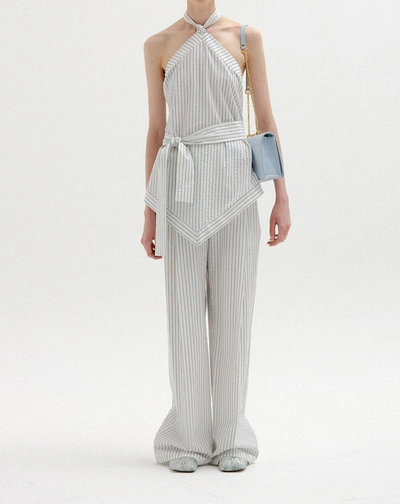 EENK SANA HALTERED TOP IN IVORY/BLUE STRIPE 