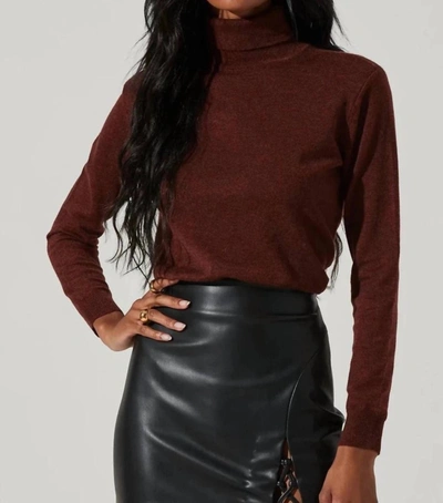 Astr Alden Turtleneck Sweater In Rust In Multi